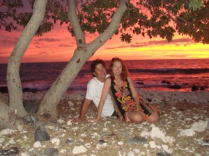 Susanne and Tim at a beach sunset. We hadn't even thought of growing marijuana then